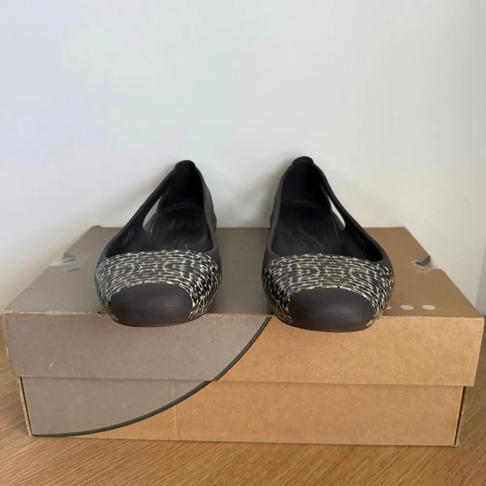 Crocs Sienna Brown Leopard Women Slip On Sandals- SZ 8